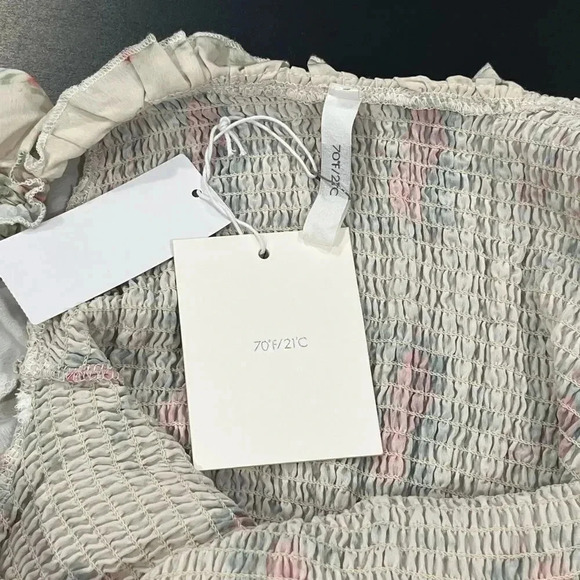 NWT 70/21 Coquette Smocked Puff Sleeve Ruffle Mini Floral Dress Womens Small - Picture 6 of 11